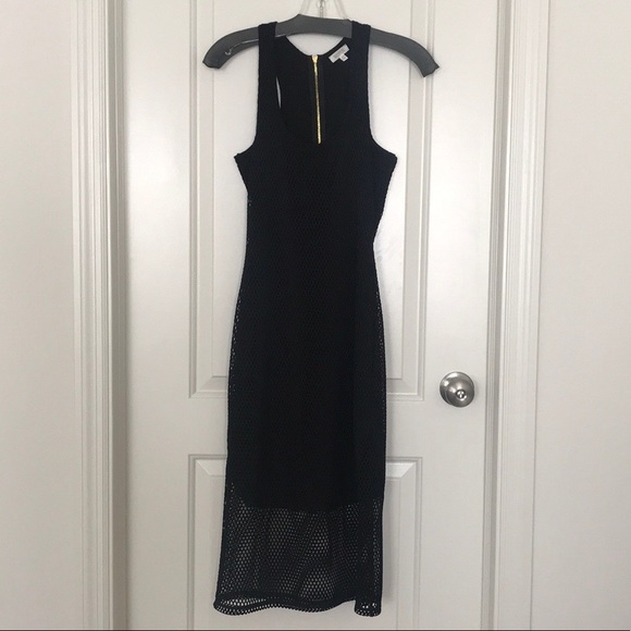 XS Weston Black Mesh Midi Dress - Picture 1 of 5